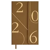 Еженедельник дат. 2026г. 64л 95х155 мм "Кассандра" коричневый, кожзам, тв.переплет, тисн. фольгой, офсет, справ.мат-лы, магнит.клапан, ляссе, инд.уп