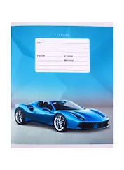 Тетрадь в линейку Unnika, "Спорткар", 12 листов, в ассортименте