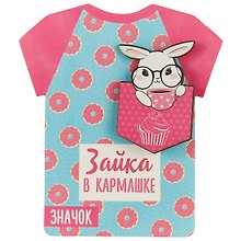 Значок деревянный Зайка