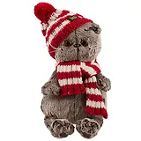 Мягкая игрушка Басик в полосатой шапке с шарфом (22 см) (Ks22-088)
