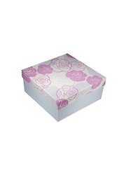 Коробка подарочная "Розы на белом" сиреневые 15,5*15,5*7см, картон, Хансибэг