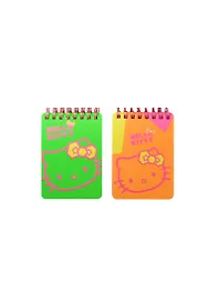 Блокнот А7 80л "Hello Kitty. Fluorescent" гребень, блок офсет, мел.картон, флюоресц.пантон, кругление углов, ассорти, Премьера