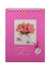 Блокнот А6 60л кл. "Beautiful flowers Ваниль" пласт.обложка, гребень, Hatber