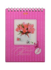 Блокнот А6 60л кл. "Beautiful flowers Ваниль" пласт.обложка, гребень, Hatber