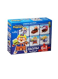 Деревянная пазл-фигура «Большие гонки» Пингвиненок Пороро, 6в1, Origami