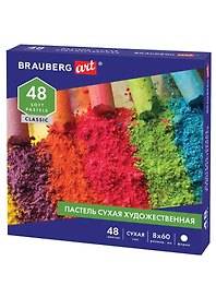 Пастель сухая художественная BRAUBERG ART CLASSIC, 48 цветов, круглое сечение, 181456