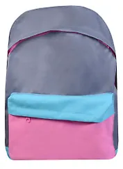 Рюкзак школьный "Серый с голубым и розовым"