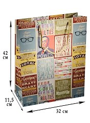 Пакет подарочный бумажный А3 32*42*11.5 "Плакаты", нейтр., мат. ламинат, Kairui