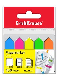 Закладки самоклеящиеся 12*44мм 5цв*100л "Neon Arrows", ErichKrause