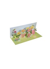 3D открытка Шмели в ромашках (Bees and Dairies) (панорама) (A092) (24,5х11)