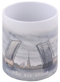 Кружка СПб Во все серые (мост) (керамика) (330мл) (коробка) - 0