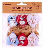 Прищепки декоративные с верёвкой, 6 штук, Art idea - 2