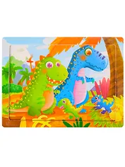 Деревянная пазл-рамка (14,5х11см) "ДИНО" (12элементов) (окраш.рамка) Арт. AN02618