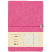 Ежедневник недатированный «Lite book» А5, малиновый, 136 листов, экокожа, Listoff