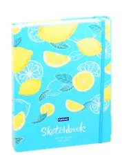 Скетчбук А5 80+50л "Лимонный аромат" 100г/м2, тв. обложка, закр. евроспираль, на резинке