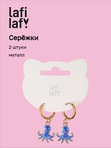 Сережки Осьминог синий (2шт) (металл) (12-10192025-D62) (Lafilaf)