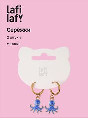 Сережки Осьминог синий (2шт) (металл) (12-10192025-D62) (Lafilaf)