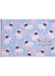 Альбом для рисования Academy Style, "Мопсы", А4, 24 листа, на спирали