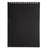 Блокнот А5 80л кл. "VELVET" черный, пласт.обл, спираль