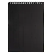 Блокнот А5 80л кл. "VELVET" черный, пласт.обл, спираль