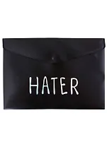 Папка-конверт А4 на кнопке "Hater", черная