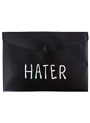 Папка-конверт А4 на кнопке "Hater", черная
