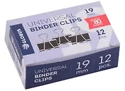 Зажимы для бумаг 19мм 12шт черные, к/к, Глобус