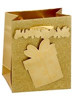 Подарочный пакет ,  Релакс, с аппликацией, 12,8*6*16cm, ленточные ручки, в ассортименте