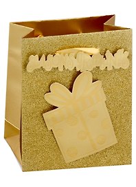 Подарочный пакет ,  Релакс, с аппликацией, 12,8*6*16cm, ленточные ручки, в ассортименте
