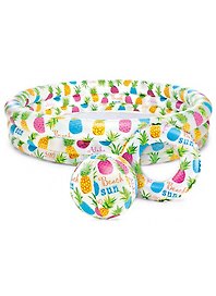 Бассейн надувной с мячом и кругом, Intex