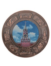 Магнит-тарелка Спасская башня (металл) (7см) (Москва) (027-7K8-CU-21-1)