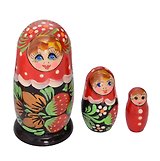 Матрёшка «Земляничка» красный платок 3 кукольная (10-12см) (3440220)