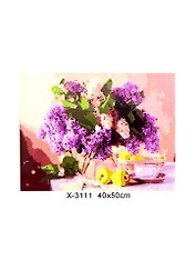 Набор д/творчества Рыжий кот Палитра Холст с красками 40х50см Букет сирени и яблоки Х-3111