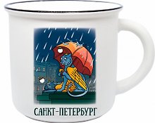 Кружка фарфор матовая прямая "СПб. Грифон под зонтом"