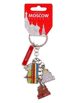 Брелок гроздь Москва с фигурной вставкой 13см (Москва-ХВБ-Набережная-ХХС) (176-E-19-3)