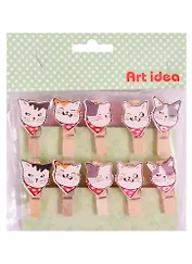 Набор прищепок Коты бандиты (pr-002) (10 шт. ) (упаковка) (Art idea)