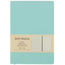 Книга для записей А5 80л "Soft Touch. Весенний мятный" иск.кожа, инт.обл., лин., тчк., нелин., ляссе, инд.уп.