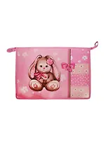 Папка для тетрадей А4 "ЗАЙКА НА РОЗОВОМ" на молнии сверху 33*23,3см, пластик, Феникс