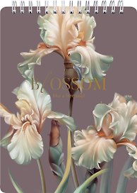 Блокнот в клетку "Blossom. Ирисы, темный", А5, 80 листов, спираль