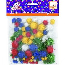 ACTION! Fancy Помпоны блестящие d=0,6 см, 1,2 см, 1,8 см, 100 шт., в блист. FD020016