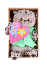 Игрушка мягкая Budi Basa, Басик с сердцем в цветочек (25 см) (Ks25-170)