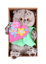 Игрушка мягкая Budi Basa, Басик с сердцем в цветочек (25 см) (Ks25-170)