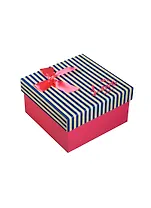 Коробка подарочная 11*11*6,5см, декор. бант, полоска, фуксия, картон, Хансибэг