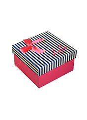 Коробка подарочная 11*11*6,5см, декор. бант, полоска, фуксия, картон, Хансибэг