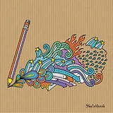 Скетчбук 195*195, 80л. Время творчества 7Б крафт-бумага., сшитый блок