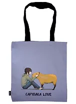 Сумка-шоппер Капибара Аниме (серая) (текстиль) (40х32)