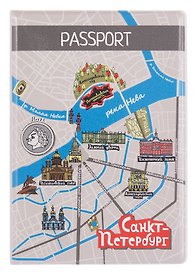 Обложка для паспорта СПб Карта Петербурга (ПВХ бокс) (ОП2025-451)