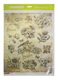 Рисовая бумага для декупажа Craft Premier Мелодичные цветы (CPD0540) (А3) (25г/м) (упаковка)