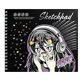 Скетчбук А5 30л "Манга 2" 160г/м2, тв. обложка, спираль, тиснение фольгой