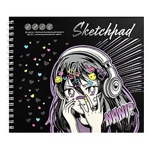 Скетчбук А5 30л "Манга 2" 160г/м2, тв. обложка, спираль, тиснение фольгой